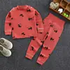 Conjunto de Pantalones de Cintura Alta para Niños que Protegen el Vientre, Estilo Primavera y Otoño, Ropa de Otoño para Bebés, Ropa Interior de Algodón Puro para Niñas, Pijama de Cuello Redondo para Niños