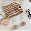 Sombrero de orejas de gato estilo Yabi para mujer otoño e invierno y2g sombrero de punto a rayas estilo coreano lindo cálido de lana