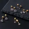 Brincos de Aço Inoxidável com Strass de Ponta Dupla Estilo Coreano Tendência Unhas de Osso de Orelha de Aço Titânio Acessórios de Joias para Piercing de Alta Qualidade Acessórios