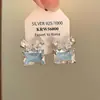 Pendientes de Botón Rectangulares de Moda Mariposa con Circonita Cúbica Aguja de Plata Pendientes de Lujo Ligero Temperamento de Gama Alta Adornos de Oreja Únicos y Hermosos para Mujeres