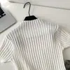 Cárdigan de Punto de Manga Corta con Cuello Semi Alto Estilo Retro Commuter para Mujer en Verano, Suéter Top Delgado y Versátil