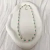 Collar de Perlas con Piedras Naturales de Color Anti-Turquesa para Mujer, Cadena para Clavícula de Lujo Ligero Estilo Chino Nuevo de Nicho