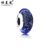 Venta caliente cuentas de cristal tallado azul zafiro DIY patrón de flor mariposa arcoíris cuentas esmaltadas cuentas de agujero grande pulsera con cuentas