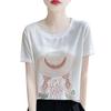 Transpirable Tencel 2026 Primavera y Verano Nueva Camiseta de Moda para Mujer Cuello Redondo Manga Corta Camisa Base Delgada Top de Manga Corta