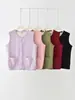 Chaleco Nuevo de Terciopelo Mousse para Otoño e Invierno, Forrado de Borrego y Engrosado para Calidez, Cuello en V, Color Sólido, Bolsillos Dobles, Chaleco Casual
