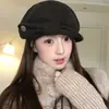 Sombrero Bowler de Alta Calidad de Doble Uso para Mujer, Boina Octogonal de Lana para Invierno, Hace que la Cara Parezca Más Pequeña