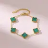 Pulseira de trevo de quatro folhas popular de 13 mm, primorosamente trabalhada, pulseira de cinco flores de madrepérola dupla face 18k para mulheres, nova versão com um toque de luxo