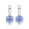 Brincos Coloridos de Pedra Preciosa Corte Rosa Banhados a Ouro Real e Diamantes de Alto Carbono, Brincos Versáteis para Transmissão ao Vivo Transfronteiriça e Dropshipping