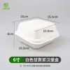 Caja de Almuerzo Desechable de Pulpa Bento Caja para Pastel Hamburguesa 6 pulgadas Cuadrada Caja de Embalaje Caja para Llevar Biodegradable