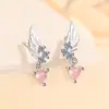 Colar Original Asas de Coração para Mulheres, Moderno, Simples e de Alto Padrão, Brincos de Zircônia Diamante Rosa, Fashion e Versátil, Pulseira Criativa