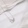 Fivela de Duplo Anel Lijia Cabacinha Incrustada com Diamantes, Brilhante, Moderno, Luxo Acessível, Alta Qualidade, Duradoura Corrente para Clavícula Joias Femininas
