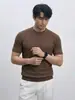2026 Verano Nuevo Jacquard Americano Tejido Caída Transpirable Corte Holgado Camiseta Hombre Talla Grande Manga Corta