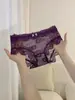Musa do Luar~Calcinha Sexy de Renda Roxa para Mulheres, Cintura Baixa, Puro Desejo, Respirável, Forro 100% Algodão, Calcinha Triângulo de Renda para Mulheres