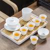 Jogo de Chá Vendas Diretas do Fabricante Porcelana Branca Jogo de Chá Kung Fu Jogo Completo com Tampa Jogo de Chá Kung Fu Simples Doméstico Bandeja de Chá Moderna com Porta-Velas