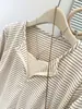 Camiseta de Manga Larga a Rayas Estilo Americano Tiro Medio Falsa de Dos Piezas para Mujer Otoño Estilo Coreano Ajustada Capa Interior Camiseta Base Superior