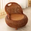 Silla de Balcón de Ratán Silla Individual con Respaldo Set de Tres Piezas Tejidas de Ratán Lirio de Agua Silla de Ratán Moderna Simple Silla Pequeña de Ratán