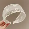 Diadema de Encaje de Verano Estilo Coreano de Malla Ancha Accesorio para el Cabello de Dama Diadema Retro para Lavarse la Cara para Cubrir el Cabello Blanco Adorno para la Cabeza para Mujeres