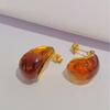 Moda europea y americana transfronteriza nueva acero de titanio 18K retro simple de alto nivel lujo ligero resina personalidad versátil nicho orejas