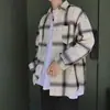 Camisa Xadrez Preto e Branco Estilo Retrô Americano Manga Longa Masculina Estação Primavera e Outono Vibe de Alto Padrão Jovem Bonito e Rebelde Camisa Jaqueta Casual Tendência