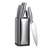 Conjunto de facas de 7 peças em aço inoxidável com cabos totalmente em aço, facas multiuso para cozinha para cortar legumes e carnes, com suporte para facas