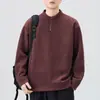 Sudadera Gris Pesada para Hombre Hombres 2026 Nuevo Otoño Casual Media Cremallera Manga Larga Texturizada Top Capa Base