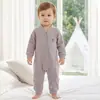 Mameluco para bebé para primavera, otoño e invierno, ropa cálida para gatear para niños y niñas, mameluco de seda y cachemir con cremallera bidireccional para recién nacidos