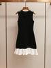 Vestido de Tricô Bodycon sem Mangas com Gola Redonda, Patchwork de Babados, Estilo Francês, Novo, de Alta Qualidade, para Mulheres, Shenzhen Nanyou