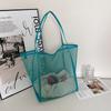 Bolso de Hombro Transparente de Malla Estilo Nuevo 2025 Transfronterizo para Mujer, Bolso de Compras Ligero de Moda de Red para Peces de Gran Capacidad, Bolso de Playa