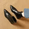 Botas Curtas de Outono e Inverno para Mulheres, Bico Fino, Zíper Traseiro, Couro Macio, Salto Bloco, Botas de Cano Curto, Retrô, Emagrecedoras, Versáteis, Para o Trabalho, Temperamento, Botas Emagrecedoras