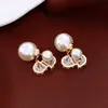 Pendientes Redondos de Perla con Aguja de Plata Electrochapada en Oro Real de 14K Estilo Corte Francés Pendientes Elegantes Lujo Ligero Pendientes de Alta Gama