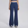 Nuevos pantalones deportivos de fitness de pierna ancha acampanados de doble cara de nailon con bloques de color, tacto nude, sueltos, de cintura alta, para mujer, estilo falso de dos piezas