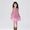 Venta caliente transfronteriza vestido chaleco de lentejuelas para niños niñas elegante tutú vestido formal malla esponjoso escenario