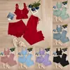 Pijamas de Encaje Transfronterizos Populares para Mujer, Traje de Encaje de Tres Piezas, Tirantes, Pantalones Cortos, Pijamas, Ropa de Casa Sexy para Mujer