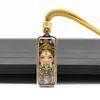 Mini Thangka Estilo Tíbet Colgante Hueco Lateral Pintado a Mano Colorido Dios del Dinero Dorado Pasado y Presente Colgante de Carnero Zakhila