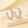 Pendientes de Lujo Ligero Completos de Diamante Estilo Europeo y Americano, Aretes de Moda de Gama Alta, Aros de Oreja Simples y Elegantes, Pendientes de Circonita