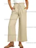Pantalones de pierna ancha con cordones y cintura elástica, color liso, hasta el tobillo, casuales, para estación independiente de Amazon 2023, transfronterizos