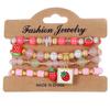 Pulseira de estilo de férias transfronteiriça europeia e americana, contas de arroz, pulseira elástica com contas, joias femininas, bandeira do amor, acessórios Yiwu
