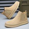 Botas Martin de Invierno para Hombre de Cuero Genuino de Caña Media Botas Chelsea con Forro Polar Cálidas de Suela Gruesa Botas de Algodón Vintage
