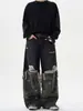Verão 2026 Novo Estilo de Comércio Exterior Patchwork Personalizado Design Jeans Camuflado Japonês Solto Casual High Street Calças Longas