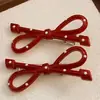 Grampo de Cabelo Ankora Red Ano Novo Bolinhas Laço Fofo Presilha para Franja Doce Presilha de Agarrar Clipe Lateral Feminino Acessórios de Cabelo para Mulheres