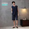Modal2026 Novo Estilo Masculino Verão Colete Sem Manga Calça Curta Fina Conjunto de Duas Peças para Casa