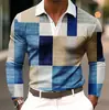 Camisa casual de manga larga con cuello para hombre transfronteriza, ropa para hombre, polo de manga larga a bloques de color de Amazon