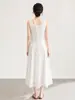 2612306-Vestido Chemise de Algodão Puro com Bordado Pesado, Luxo Leve Estilo Francês com Decote U para Mulheres, Novo Vestido Longo de Verão