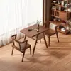 Mesa Pequeña y Sillas para Balcón, Mesa de Té de Mimbre y Madera Maciza para Ocio, Juego Moderno de Mesa de Café y Sillas para Patio Exterior