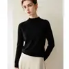 Suéter de cachemira 100% de lujo ligero y minimalista para mujer, con cuello semialto, diseño de jersey y mangas largas versátiles, perfecto para el uso diario.