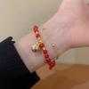 Pulsera de campana retro de estilo chino nuevo para mujer, pulsera de calcedonia roja de alta calidad para combinar con todo, pulsera festiva de la suerte de estilo antiguo