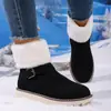 Sapatos de algodão 2025 em estoque desejo pelúcia quente inverno botas de neve femininas fivela de couro nova chegada dropshipping zíper lateral tamanho grande