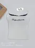Nuevo top sin mangas sexy estilo coreano, ajustado, dulce y fresco para mujer con almohadillas en el pecho, adecuado para usar como prenda exterior, adelgazante, con estampado de letras y encaje 0451