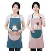 Estilo Fino Lavable 2023 Nuevo Delantal de Cocina Doméstico para Hombres y Mujeres Impermeable y a Prueba de Aceite Delantal de Cintura Rosa Media Cuerpo
