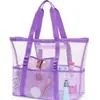 Bolsa de Red de Natación de Verano Bolsa de Playa para Mujer de Gran Capacidad Bolsa de Malla Bolsa de Almacenamiento de Equipo de Traje de Baño para Niños Bolsa Tejida Plegable